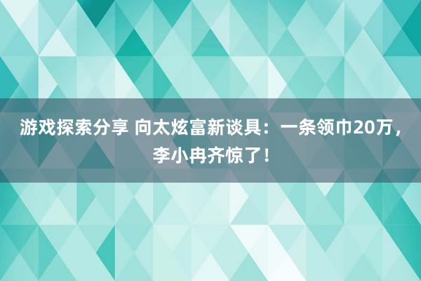 游戏探索分享 向太炫富新谈具：一条领巾20万，李小冉齐惊了！